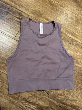 Babaton Dusty Mauve/brown Ribbed Crop Tank